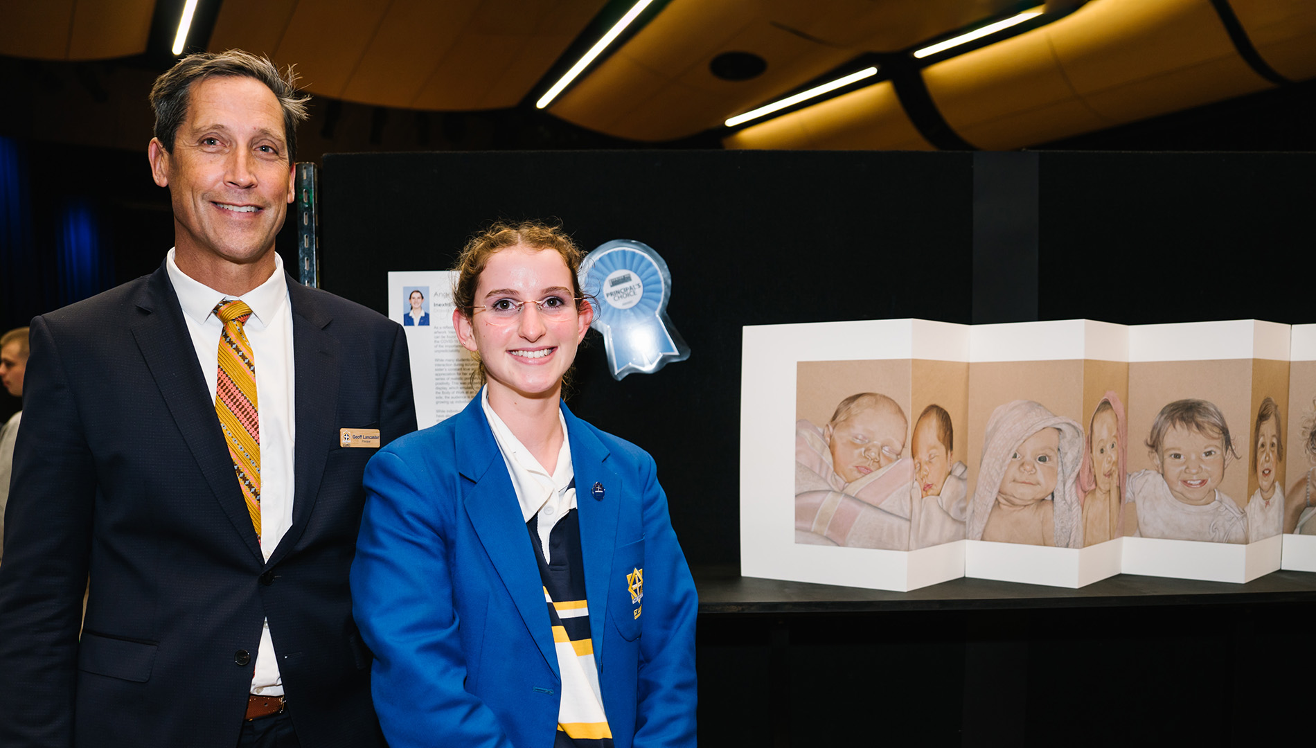 Angelina Morrison with Geoff Lancaster at the HSC Showcase